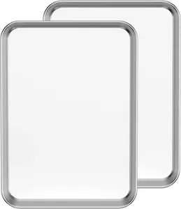 Baking Sheet Set of 2, 18 inch Commercial Grade Stainless Steel Baking Pan, Professional Bakeware Oven Tray, Healthy & Non-toxic, Rust Free & Mirror Finish, Easy Clean & Dishwasher Safe
