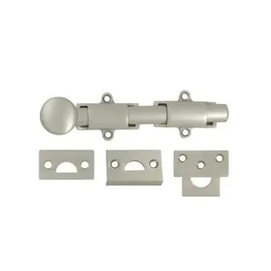 212 MAIN 6 in. Heavy Duty Satin Nickel Solid Surface Bolt - Solid Brass Door Hardware with Strikes, Weatherproof for Sailing and Water Sports, Extra Security Lock