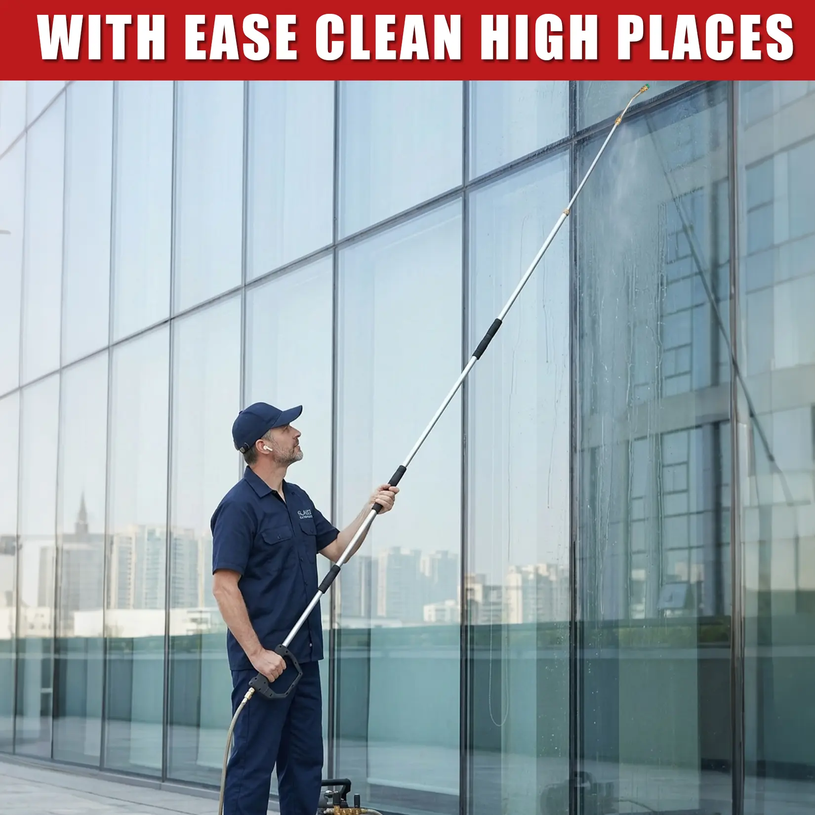 12ft Telescoping Pressure Washer Extension Wand Kit - High-Reach Aluminum Cleaning Tool for Gutters, Roof, Car Undercarriage, Driveway - 30° & U-Shaped Curved Wand, 5 Quick-Connect Nozzles, Trigger Handle Included