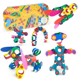 Clixo Rainbow Pack - Flexible Imagination Boosting Magnetic Building Toy. Modular Designs for Hours of STEM Play. Kids Basket Stuffer Gift. Multi-Sensory Magnet Toy, Travel Friendly.