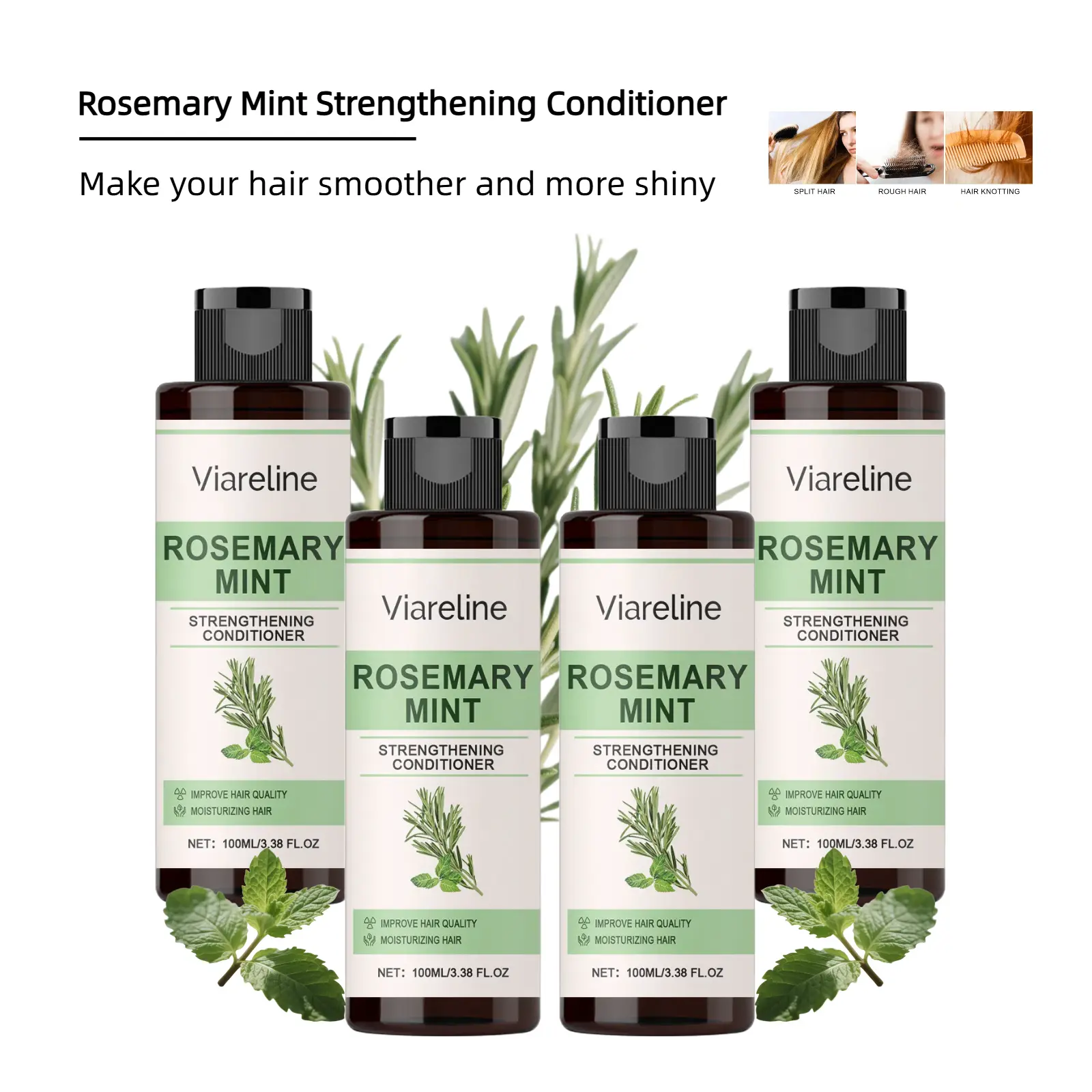 Rosemary Conditioner with Grape & Avocado, Strengthening Mint Haircare for Shiny Hair & Frizz Control, Deeply Nourishes, Improves Texture, Softens for Smooth Finish, Boosts Shine, Hydrates & Repairs Damage