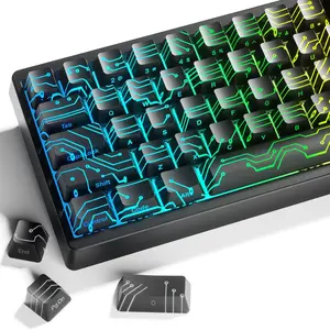 XVX Black PCB-Vision Shine Through Keycaps, Backlit Custom Keycap Set with OEM Profile, Side Printed Keyboard Key caps Suitable for 60% 65% 75% 80% 96% MX Switches Mechanical Keyboard
