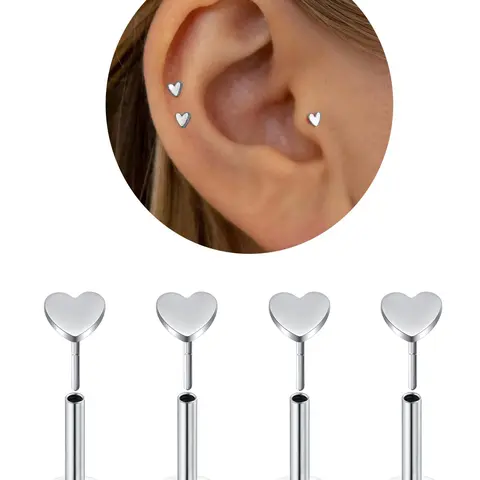 Heart Shaped Stainless Steel Stud Earrings, Heart Studs for Pierced Ears,  Fashionable Earrings for Women & Men, Trendy All-match & Exquisite Jewelry for Birthday Gift, Valentine's Day, Gift, High Quality Earrings, Stud Earring Sets