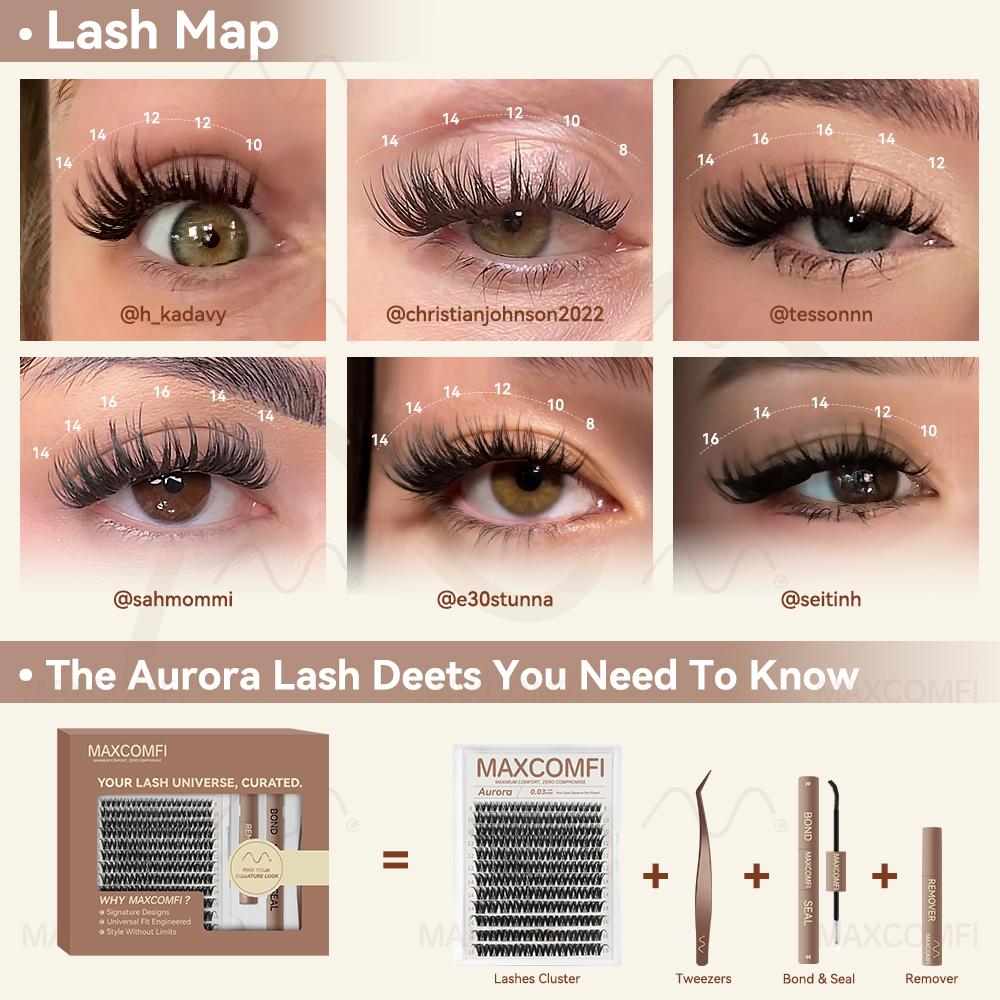 Aurora | MaxComfi My Go-To Comfortable Lashes Long-Lasting, Waterproof & Super Soft & Thin Band Too | Flaunt Flora styleWaterproof Long-Lasting Natural Daily Volume Style Beginner-Friendly DIY Lashes for Flawless Voluminous Look Trendy Must-Have Clusters Aurora | MaxComfi My Go-To Comfortable Lashes Long-Lasting, Waterproof & Super Soft & Thin Band Too | Flaunt Flora styleWaterproof Long-Lasting Natural Daily Volume Style Beginner-Friendly DIY Lashes for Flawless Voluminous Look Trendy Must-Have Clusters