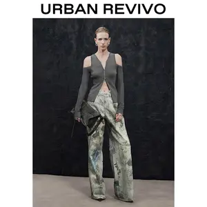 URBAN REVIVO Cold Shoulder Knitted Cardigans UWA940023 Casual Outfit 2025 Women Clothing Girl Elegant Fashion Trendy and Versatile OOTD