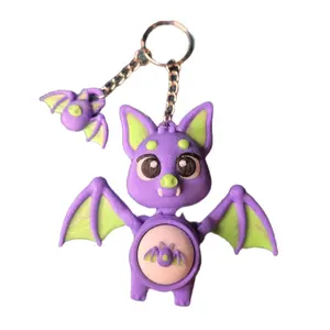 3D Printed Cute Bat Keychain with Matching Bat Charm – Clicking Belly Fidget Toy