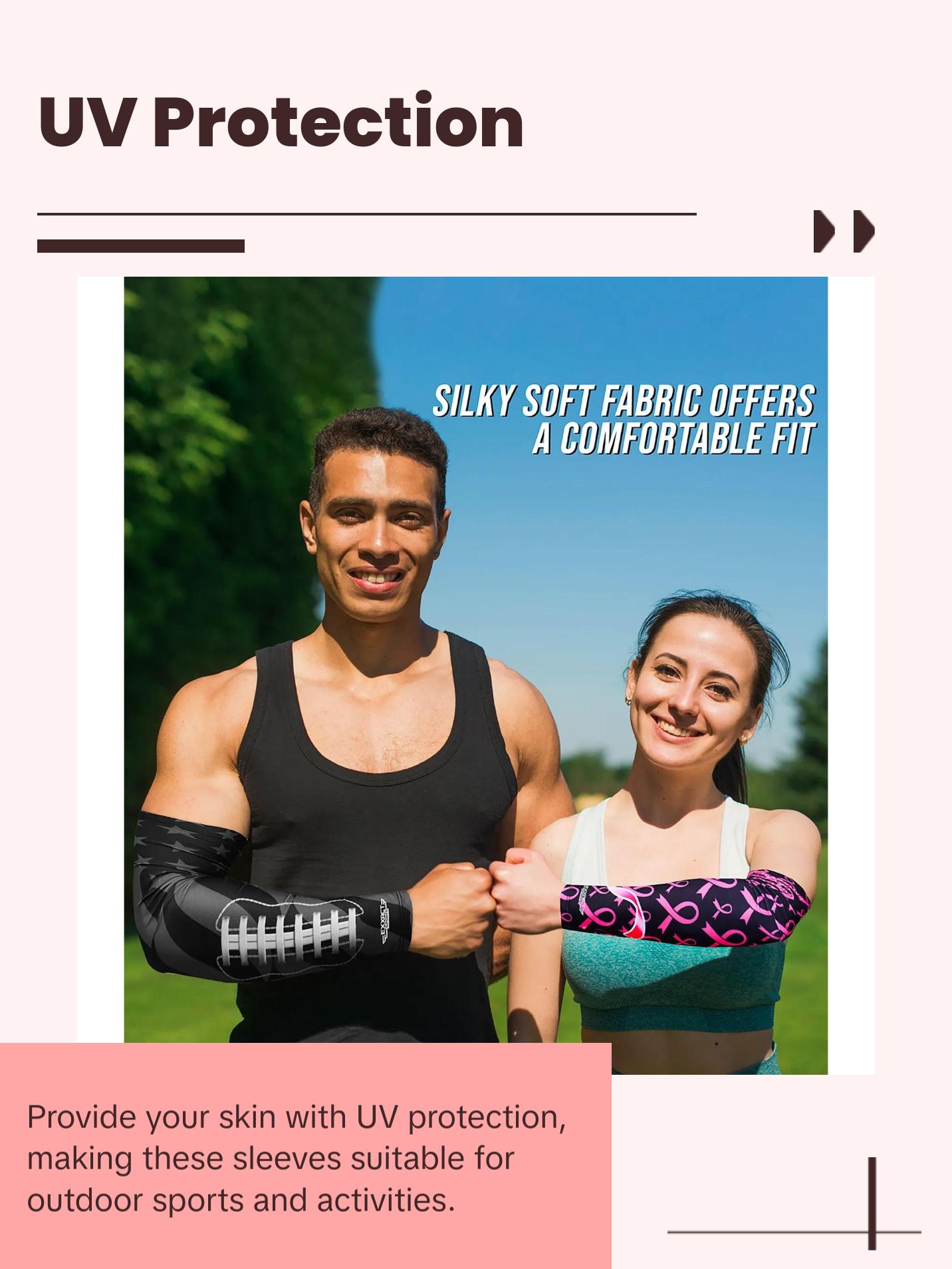 Exxact Sports 1 Pair Compression Arm Sleeves for Men Women, Breathable Baseball Arm Sleeve Football Sleeves Youth Adult - (Autism)