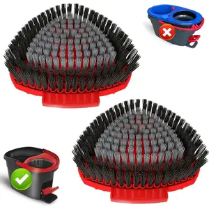 2 Pack Upgrade Scrub Brush Replace Heads Compatible with O Cedar EasyWring 1 Tank Spin Mop,Mop Replacement Scrubber  Brush,Floor Cleaning Brush,More Layers of Bristles for Bathroom, Deck, Kitchen