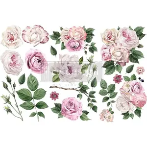 Redesign with Prima Small Transfers Delicate Roses 655350653484 Redesign Small Transfers 6"x12" 3 Sheets Rub on Transfers for Furniture Vintage Rub on Transfers Stickers for Crafts