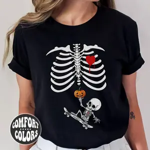 Die With A Smile Comfort Colors Shirt | Skeleton Tee | Halloween Couple Tshirt | Clothing POP | Trendy Fall Apparel