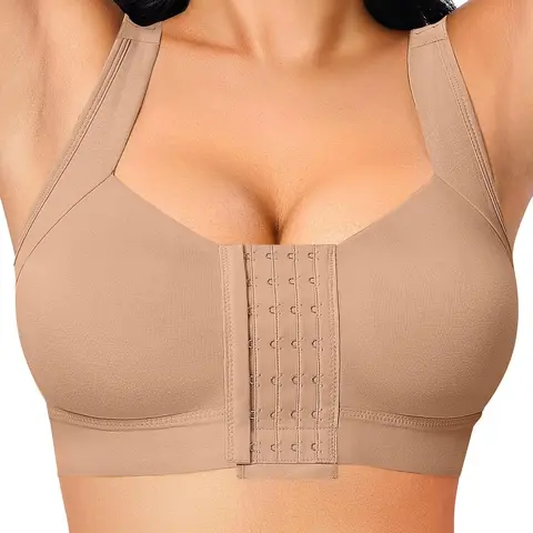 Women's Solid Wireless Push Up, Seamless Bra, U-shaped Back Buckle Bra, Soft Breathable Lingerie Underwear for Daily Wear cleavagebra Straps Everyday Essential Bra
