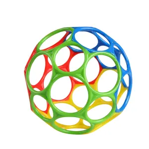Oball Easy Grasp Classic Ball BPA-Free Infant Toy in Red Yellow Green Blue 4 Inches Diameter Flexible Design with 32 Finger Holes for Newborns Up