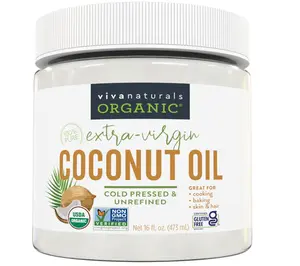 Viva Naturals Organic Extra Virgin Coconut Oil – Unrefined, Cold-Pressed, USDA Organic & Non-GMO, 16 fl oz – Multipurpose Cooking, Hair & Skin Oil