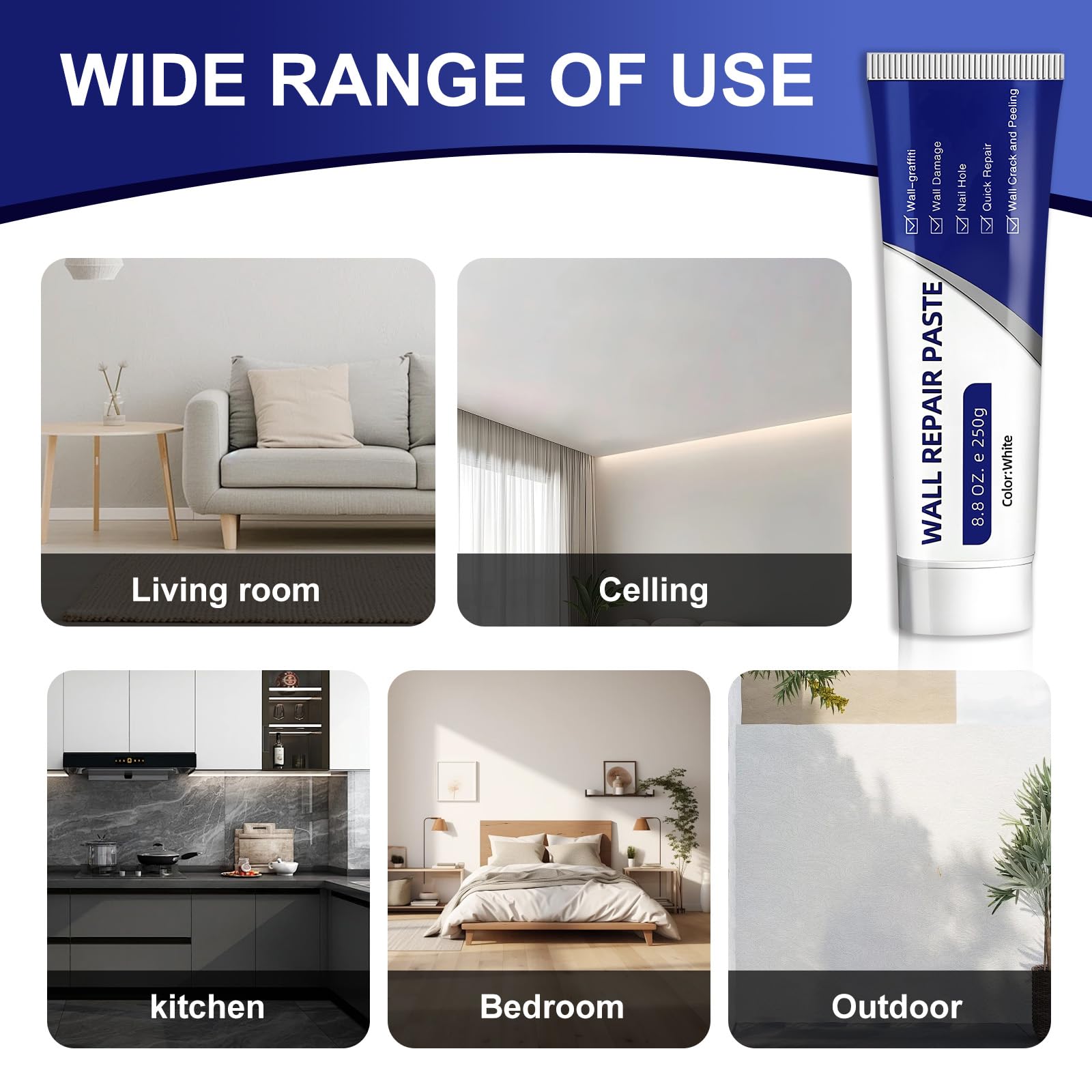 Drywall Patch Repair Kit 250g Wall Mending Agent Multi-functional Quick-drying Paste Adhesive Heavy Duty Concrete Sealant Waterproof Self-adhesive