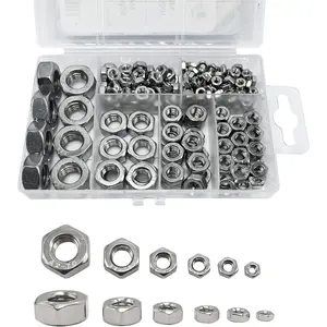 210 count 304 Stainless Steel Hex Nuts Assortment Kit for Screw Bolt with 6 Sizes DIN 934 (M3 M4 M5 M6 M8 M10)  Replacement Fasteners for Professionals, Repairmen or DIY, Meet Your Every Needs