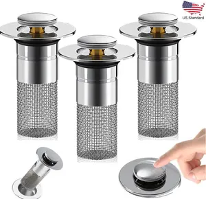 2 Pack Stainless Steel Sink Drain Strainer, Efficient Hair Trap Filter Basket, Universal Drain Cover Suitable for Bathroom Sink Bathtub Shower and Floor Drains summervibes