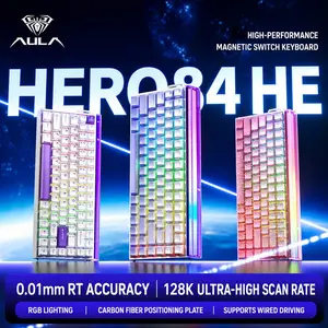 AULA HERO 84HE wired magnetic axis keyboard, Pc gaming keyboards, RGB neon box, LED Backlit, 84 keys, plug and play, personalized ribbon, 8KHz return rate, DIY magnetic axis body, compatible with Windows/Mac, office games available