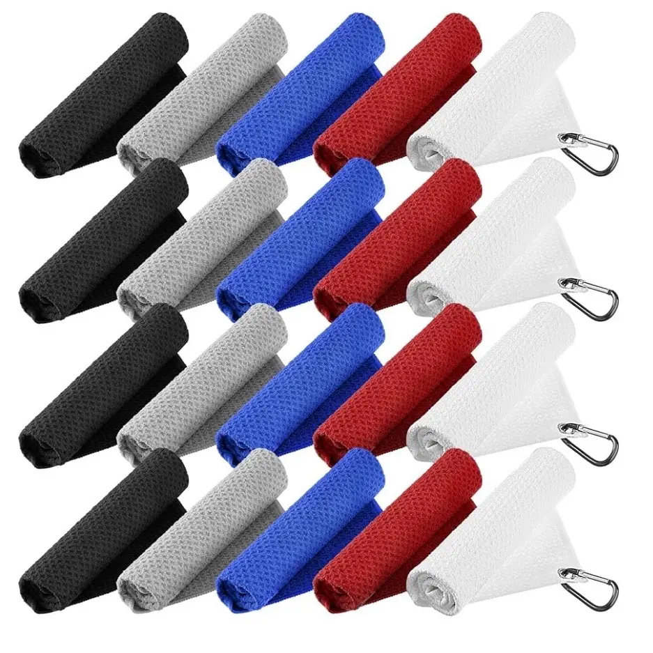 Microfiber Golf Towel with Carabiner Clip - Waffle Pattern for Improved Performance golfequipment