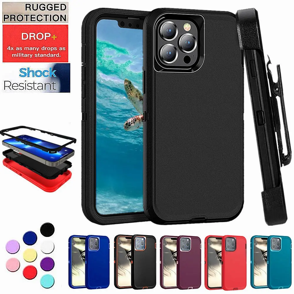 For Apple iPhone 13 13 Pro Max Shockproof Holster Case Heavy Duty Cover with Belt Clip