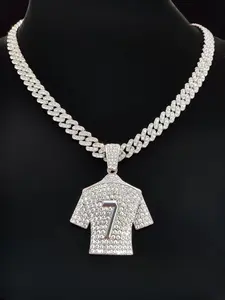 Number 7 Pendant & Cuban Link Chain, Fashionable Punk Style Jewelry for Party, Daily Decor, Trendy All-match & Exquisite Jewelry for Birthday Gift
