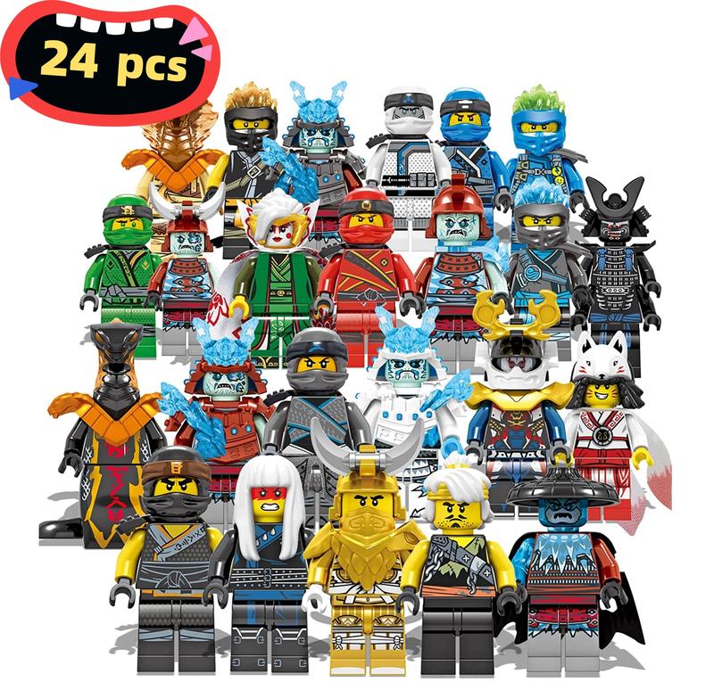 Nija Mini Action Figure Set - 24 Pack with Weapons and Collectible Building Blocks for Boys and Girls - Ninjago Anime Movies Fans MMiniCharacters Toys