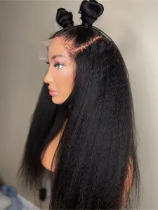 Fashion Ultra-Soft 26 Inch Lace Front Wig, Pre-Bleached Yaki Hair, 180% Density, Daily Use, Curly Style, All Seasons