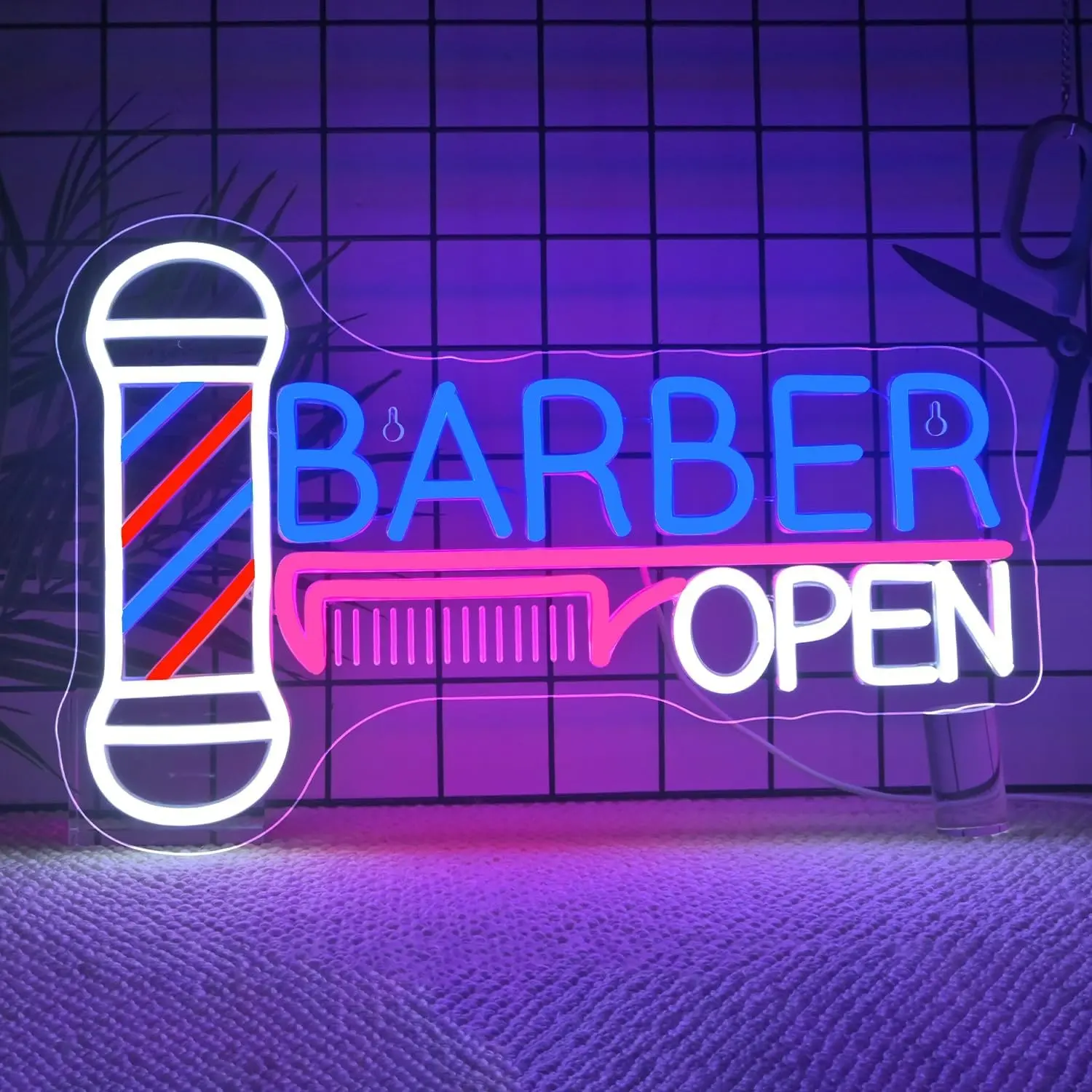 Neon Light Fixture for Wall Decoration, Led Neon Lights, Modern LED Sign for Barbershop, Led Light Letters, Small Acrylic Art Decor, Beauty Salon, Makeup Shop, 40x26cm, USB Powered