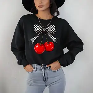 Checkered Cherries T-Shirt or Crewneck Sweatshirt love casual comfortable super soft relaxed fit unisex Sizing womenswear Streetwear Long Sleeve Top