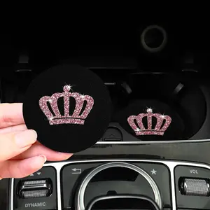 Crown Pattern Girly Car Coaster, Waterproof and Non-slip Car Cup Holder Coaster, Universal Car Interior Decoration Accessories