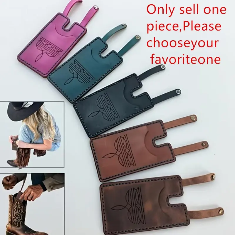 Multi-Color Western Boot Coin Purse with Snap Button, Vintage Denim Style Portable Fashionable Wallet & Card Holder, Unisex Fashion Accessory, Durable Leather Rodeo Design
