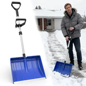 Snow Shovel for Driveway, Winter Snow Removal with Plastic Double Handle, Ergonomic Lightweight Snow Shovel for Home Sidewalk Garden Car Garage Outdoor