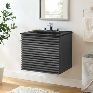 Render 24" Wall-Mount Bathroom Vanity in Charcoal Black