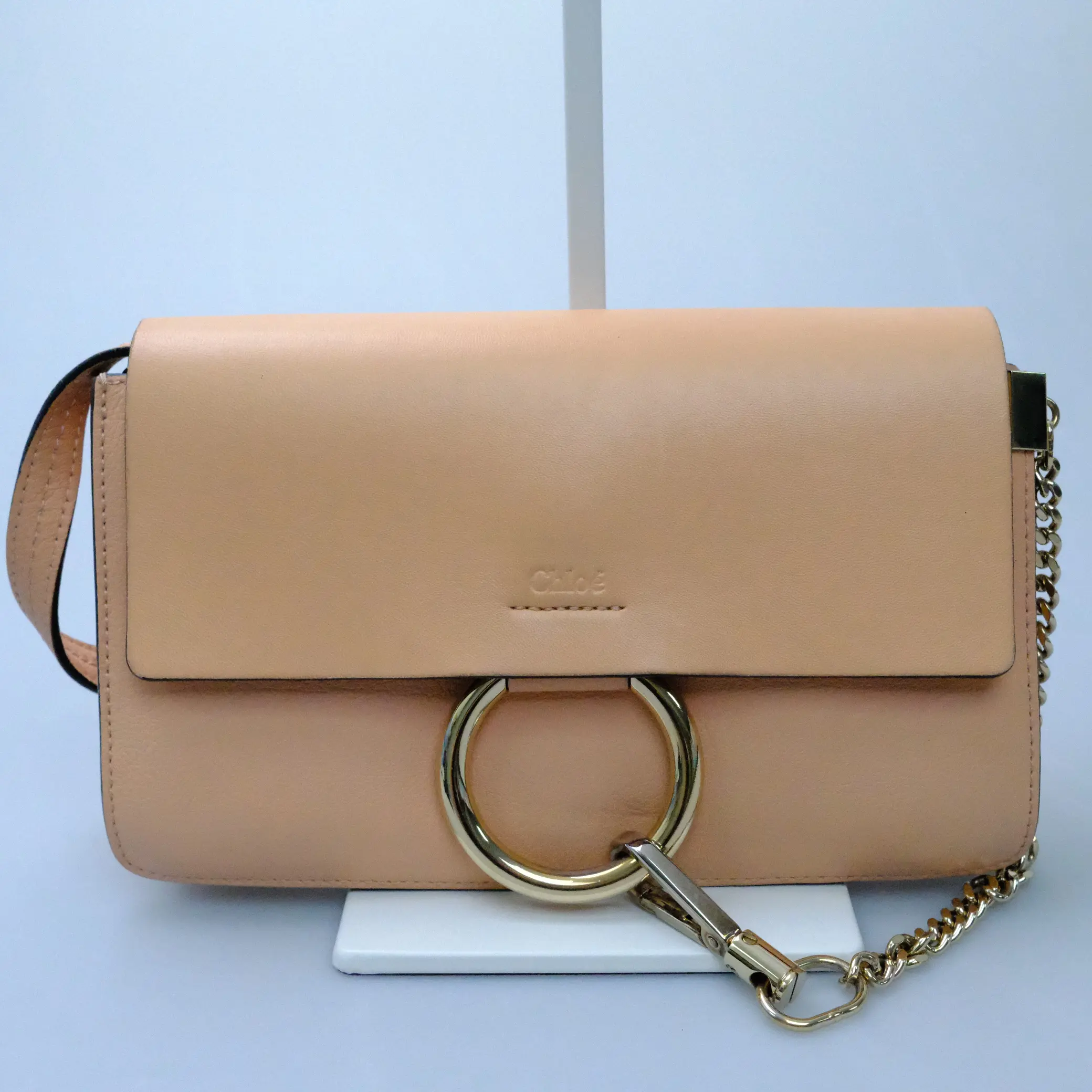 Pre-owned Chloé Faye Small Tan Calfskin Leather Classical Crossbody Shoulder Bag, Classical Crossbody Bags