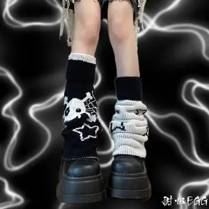 Dark-style hot girl leg warmers with star and skull elements, Y2K slimming student leg warmers, reversible design