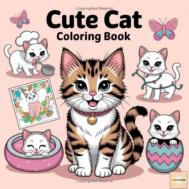 Cute Cat Coloring Book : Bold and Easy, Fun & Relaxing Kawaii Cat Designs for Kids and Adults: A Bold & Easy Kawaii Cat Coloring Book with 50 + Cozy ... Relief (Cute Animals Coloring Book Series)
