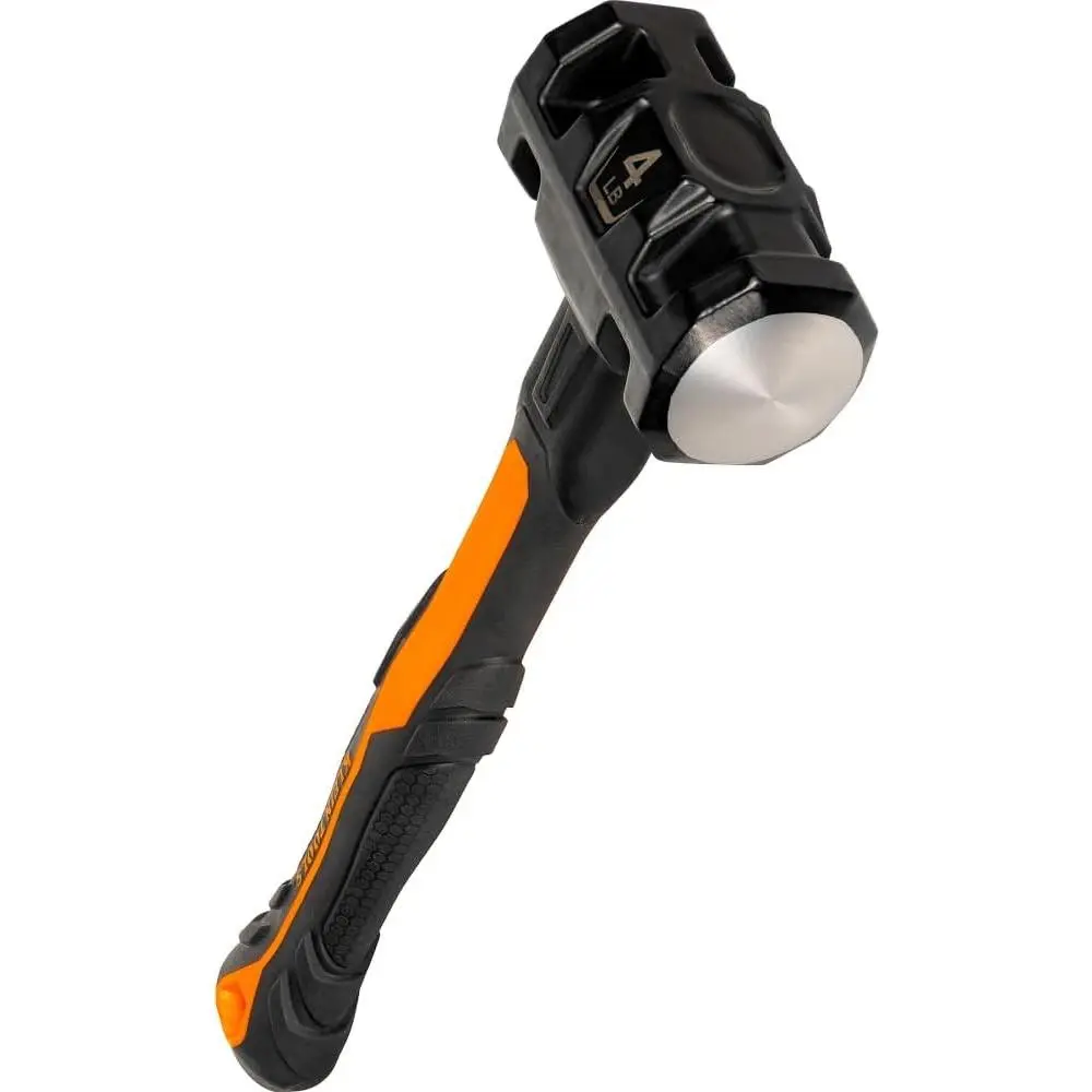 Klein Tools H80694 Sledge Hammer, 4-Pound Engineering Hammer with Fiberglass Handle, Shock-Resistant Design for Striking and Demolition, Includes Lanyard Hole