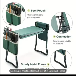 Surprise！Upgraded Garden Kneeler and Seat with Soft Pad Foldable Stool for Gardening Heavy Duty 330 lbs Capacity Large Tool Pouches - Foam