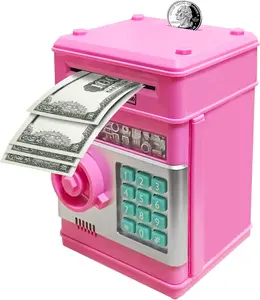 ATM Piggy Bank For Kids Ages 3-15 With Password Code Lock Auto Bill Feeding Coin And Paper Money Storage Educational Financial Learning Toy For Boys And Girls Ideal Gift For Birthday Christmas Holiday To Build Good Saving Habits .favorite gift