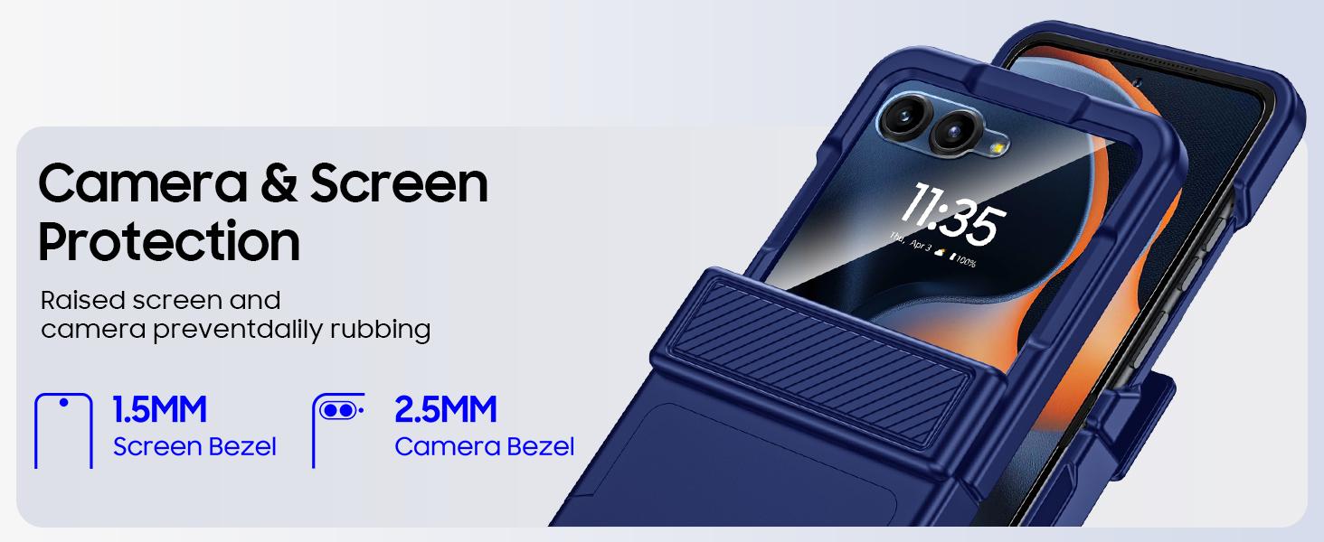 Vizvera for Motorola Razr Case w/ RFID Blocking – Card Holder, Hinge Protection & Screen Protector