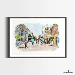 Premium Art Print San Pedro Tlaquepaque in Watercolors, by Dreamframer Art