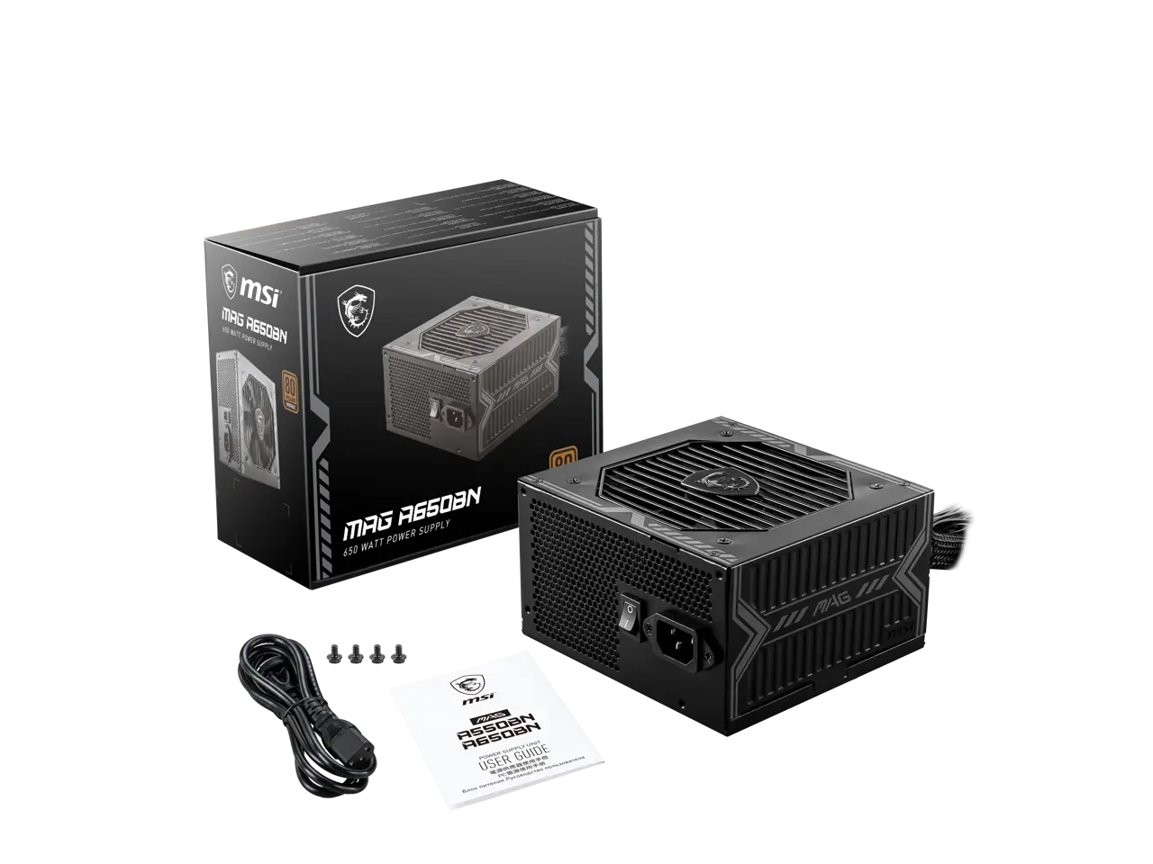 MSI MAG A650BN 650W ATX 80 PLUS BRONZE Certified Active PFC Power Supply MSI MAG A650BN 650W ATX 80 PLUS BRONZE Certified Active PFC Power Supply