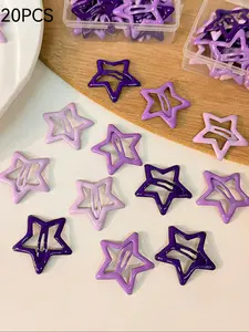 20pcs Metal Star Hair Clips, Hairclips, Fashion Mini Hair Accessories, Cute Decorative Hair Pins for Daily Use, School Supplies