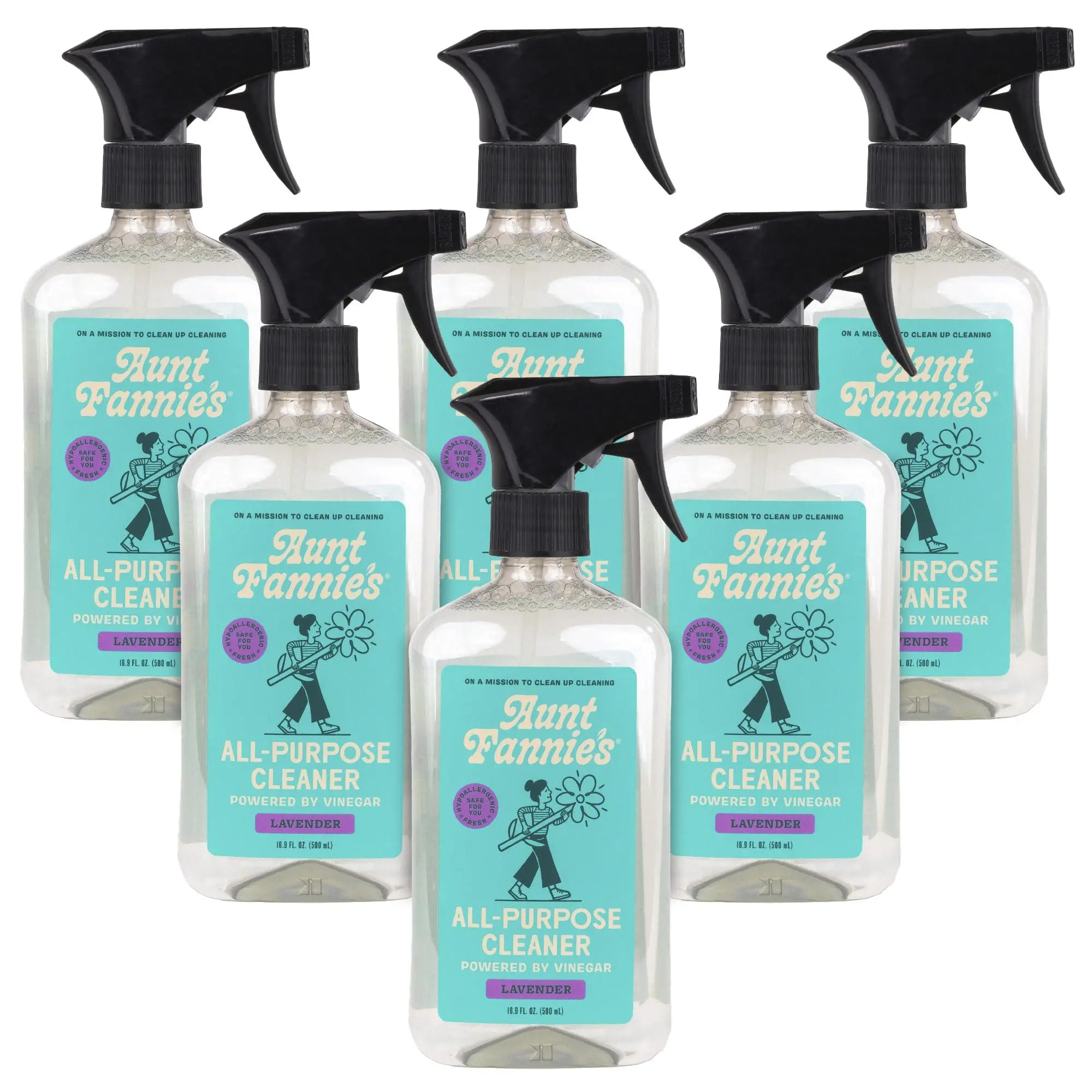 Aunt Fannie's All Purpose Household Cleaner, Multi-surface Spray Cleaner, Powered by Vinegar for Kitchen, Bath, Windows and Countertops, Lavender Scent (Pack of 6)