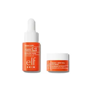 e.l.f. Brightest Besties Duo - Travel-Size Skincare Set with Bright + Brew-tiful Eye Cream & Bright Icon Vitamin C + E + Ferulic Serum