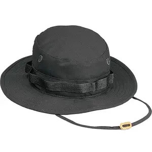 Black - Tactical Military Boonie Bucket Hat - Polyester Cotton