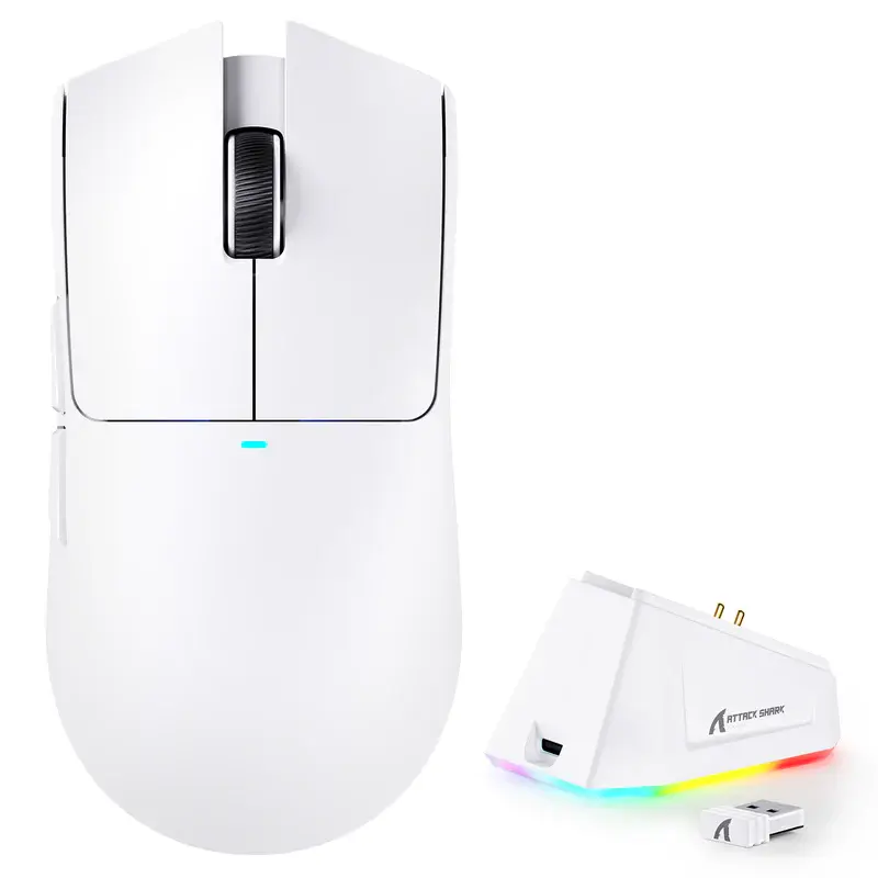 Attack Shark X11 Wireless Gaming Mouse, 63g Lightweight Tri-Mode Connection, RGB Magnetic Charging Dock, PAW3311 Sensor, 22000 DPI, PC Gaming Mouse for Computers