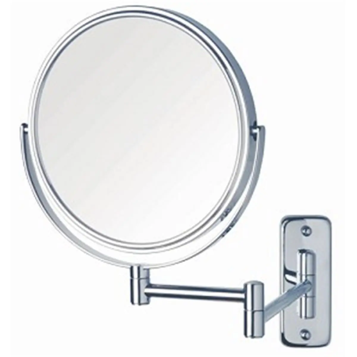 212 MAIN Chrome Finish Round 8 in. Wall Mount Mirror, Jerdon Style JP7808C, Double Arm, 8X-1X Magnifying, Bathroom Decor Fixture, Round Shape