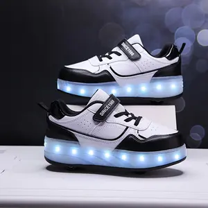 [shipping from US][shipping from US]Trendy Cool Low Top Roller Skateboard Shoes With LED Light For Boys, Lightweight Anti Slip Wheel Shoes For Indoor Outdoor, All Seasons
