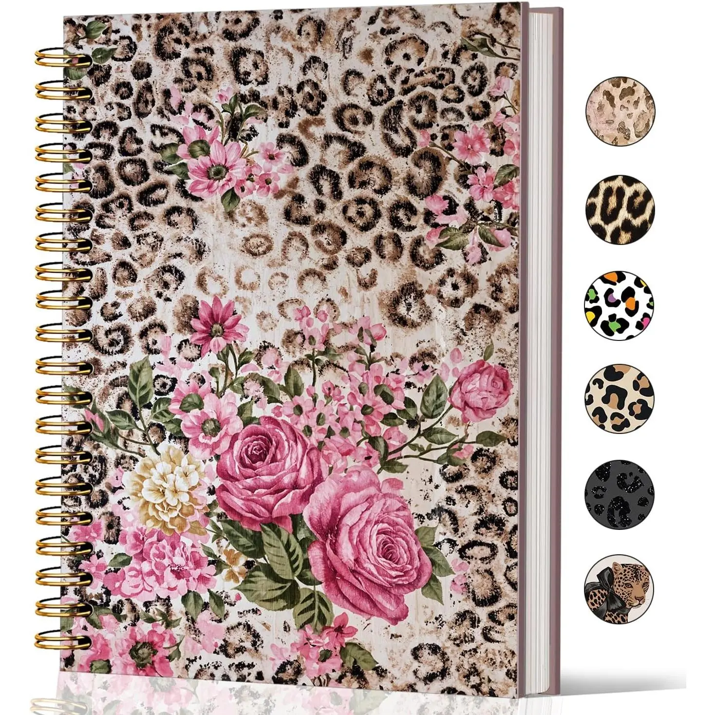 Leopard Print Notebook Journal, Floral  Print Spiral Notebook, Leopard Print Gifts for Women,  Pink Leopard Print Notebook, Notebooks for Office and School Supplies 5.5x8.3