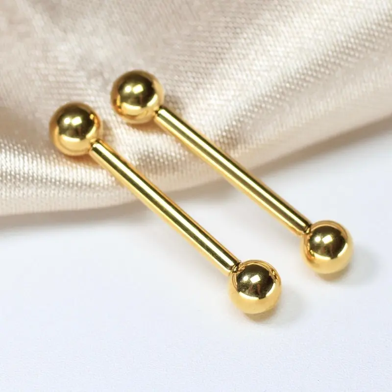 Gold Titanium Thread-less Push In Nipple Barbell. 2026 jewelry